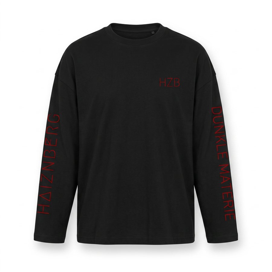 HAIZNBERG Longsleeve schwarz mit roten Prints, Vorderseite