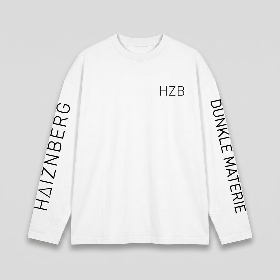 HAIZNBERG Longsleeve weiß mit schwarzen Prints, Vorderseite