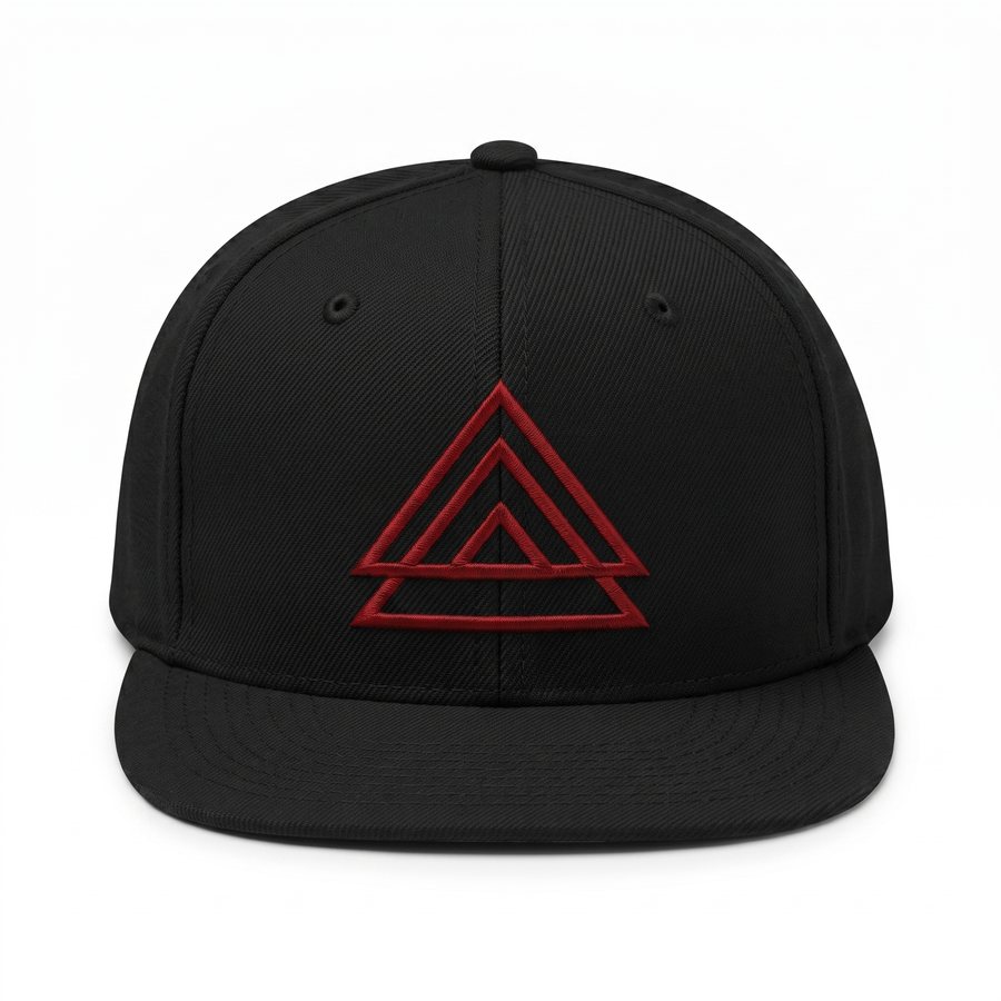 HAIZNBERG Snapback schwarz mit rot gesticktem Logo, Vorderseite
