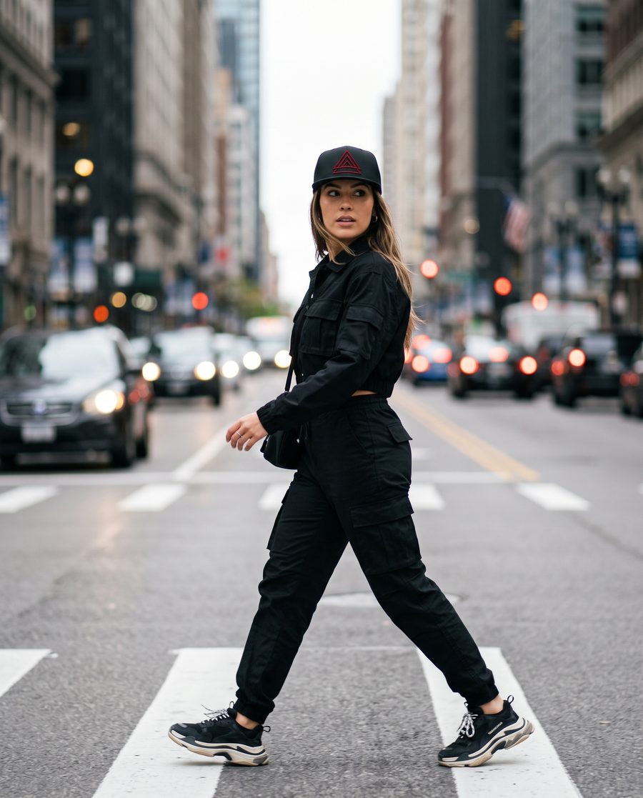 Model mit HAIZNBERG Snapback auf der Straße